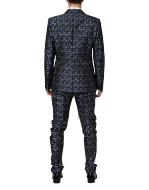 Dolce & Gabbana Blue MARTINI Star Jacquard 3 Piece Suit