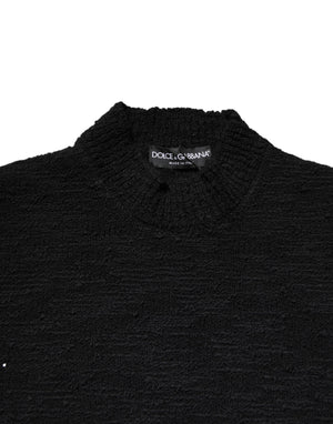 Dolce & Gabbana Black Wool Knit Crew Neck Pullover Sweater