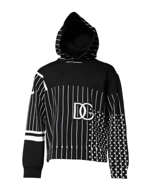 Dolce & Gabbana Black White Stripe Hooded Sweatshirt Sweater