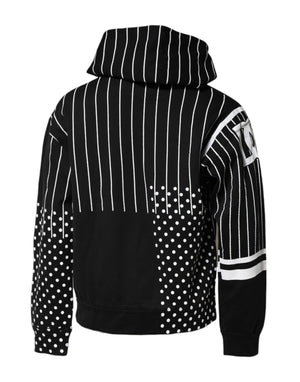 Dolce & Gabbana Black White Stripe Hooded Sweatshirt Sweater