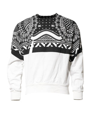 Dolce & Gabbana Black White Bandana Cotton Men Sweatshirt Sweater