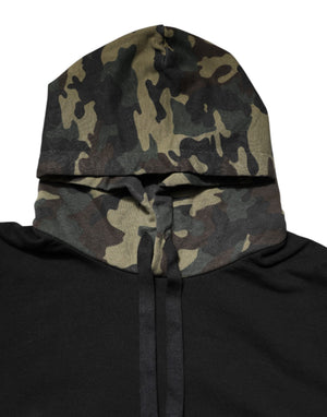 Dolce & Gabbana Black Camouflage Hooded Sweatshirt Sweater