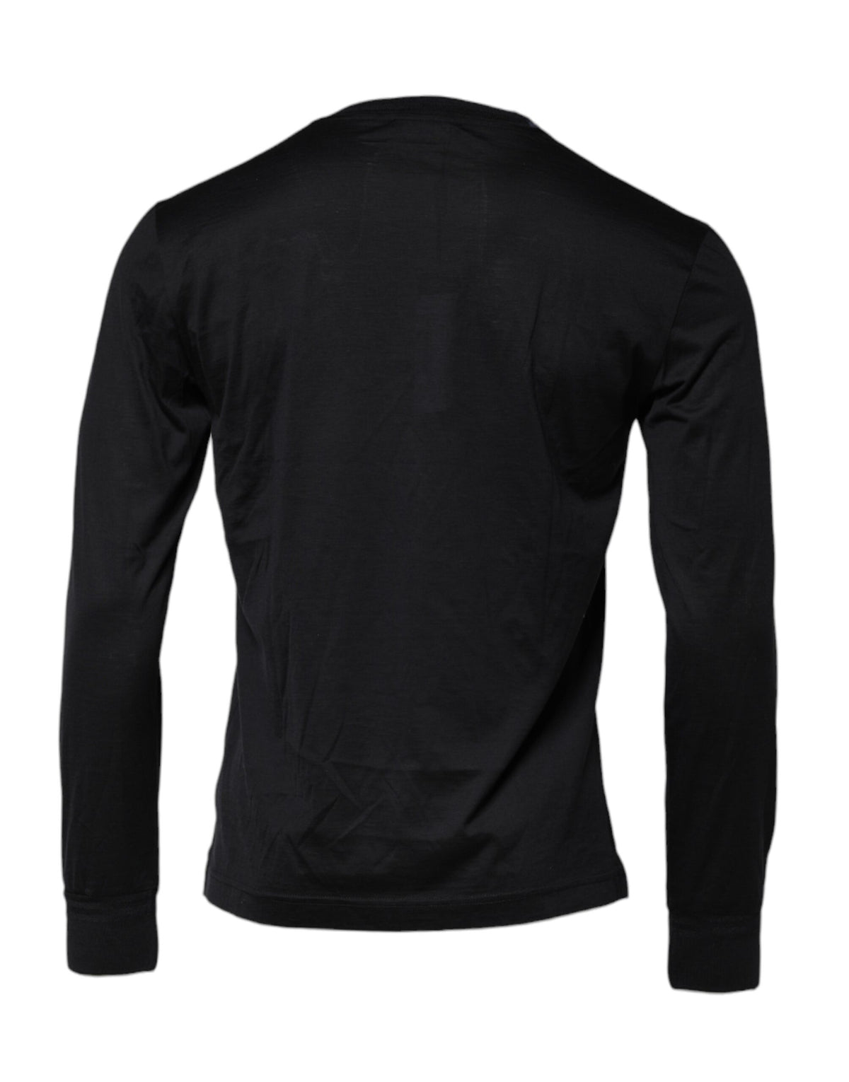 Dolce & Gabbana Dark Blue Silk Crew Neck Men Pullover Sweater