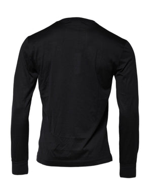 Dolce & Gabbana Dark Blue Silk Crew Neck Men Pullover Sweater