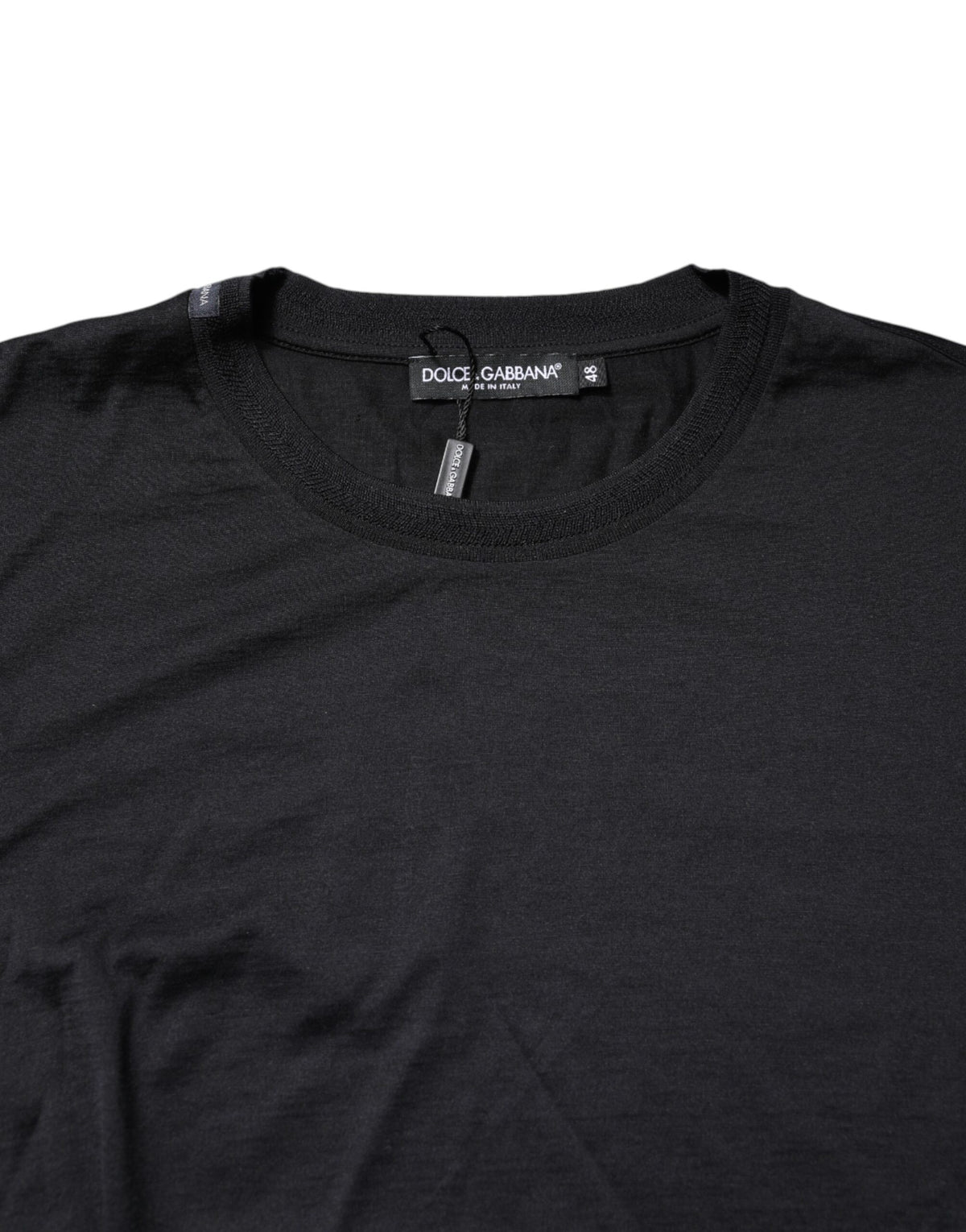 Dolce & Gabbana Dark Blue Silk Crew Neck Men Pullover Sweater