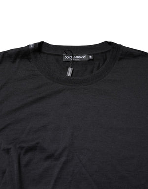 Dolce & Gabbana Dark Blue Silk Crew Neck Men Pullover Sweater