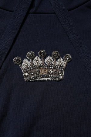 Dolce & Gabbana Black Crown Cotton Hooded Sweatshirt Sweater