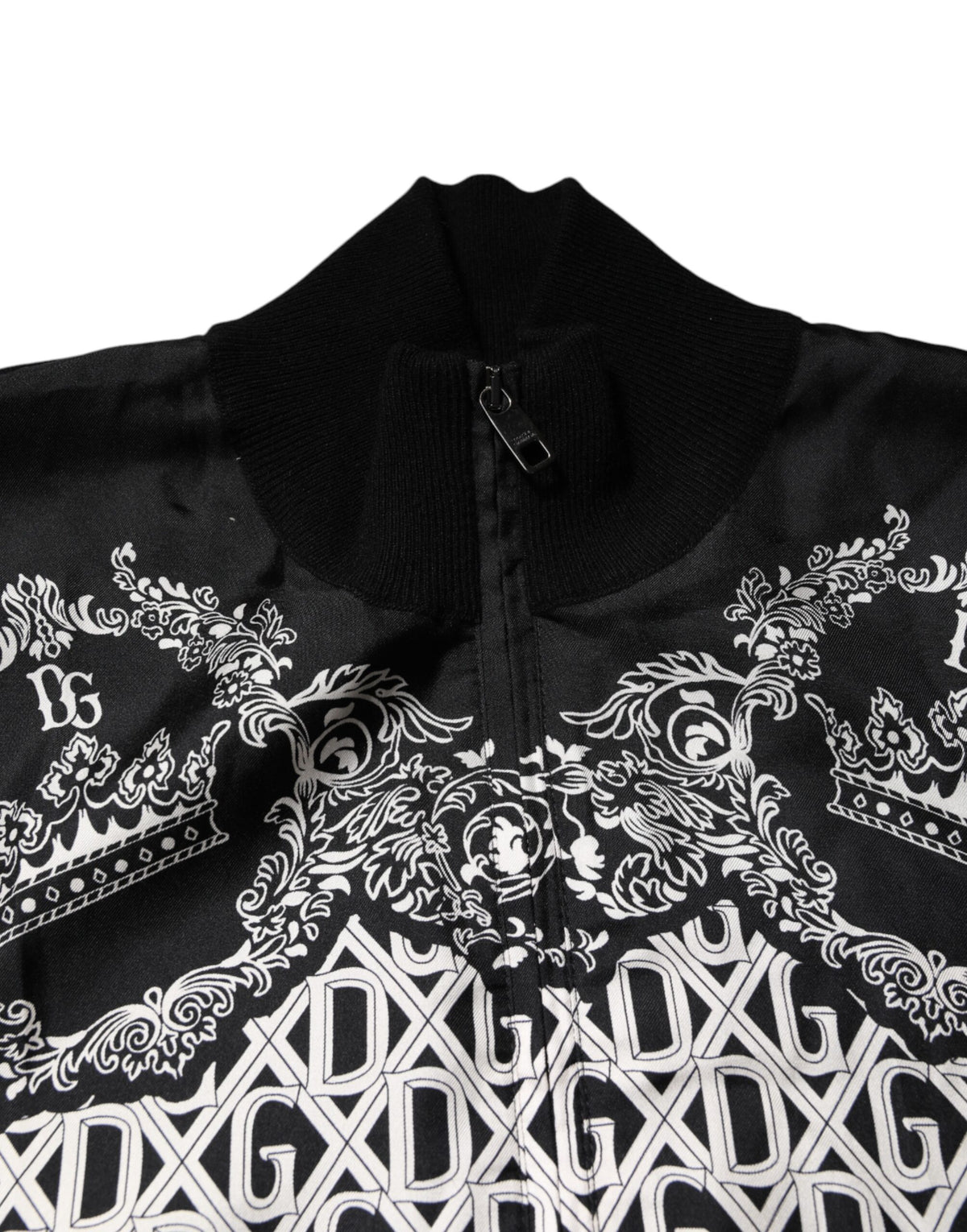 Dolce & Gabbana Black White Bandana Print Full Zip Sweater