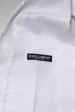 Dolce & Gabbana White Sequined Dress Formal Waistcoat Vest