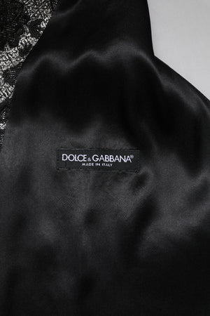 Dolce & Gabbana Black Gray Brocade Formal Men Waistcoat Vest