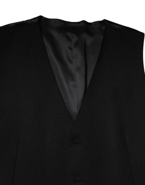 Dolce & Gabbana Black Wool Dress Formal Men Waistcoat Vest