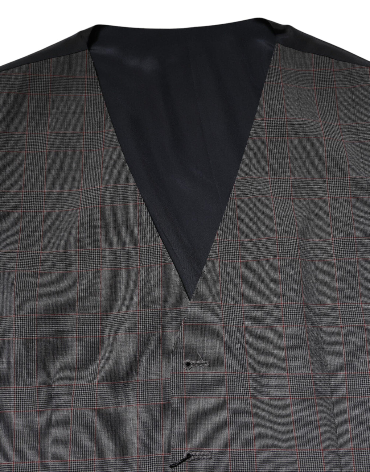 Dolce & Gabbana Gray Plaid Wool Formal Dress Waistcoat Vest