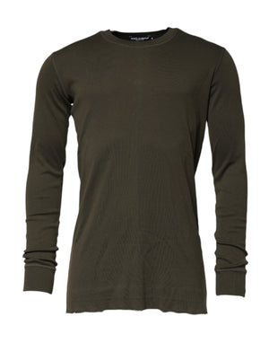 Dolce & Gabbana Dark Green Long Sleeves Crew Neck T-shirt