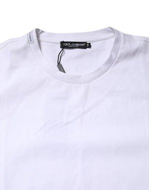 Dolce & Gabbana White Cotton Short Sleeves Crew Neck T-shirt