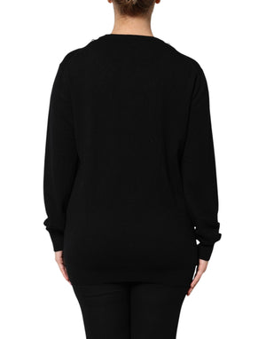 Dolce & Gabbana Black Cashmere Crystal Embellished Sweater