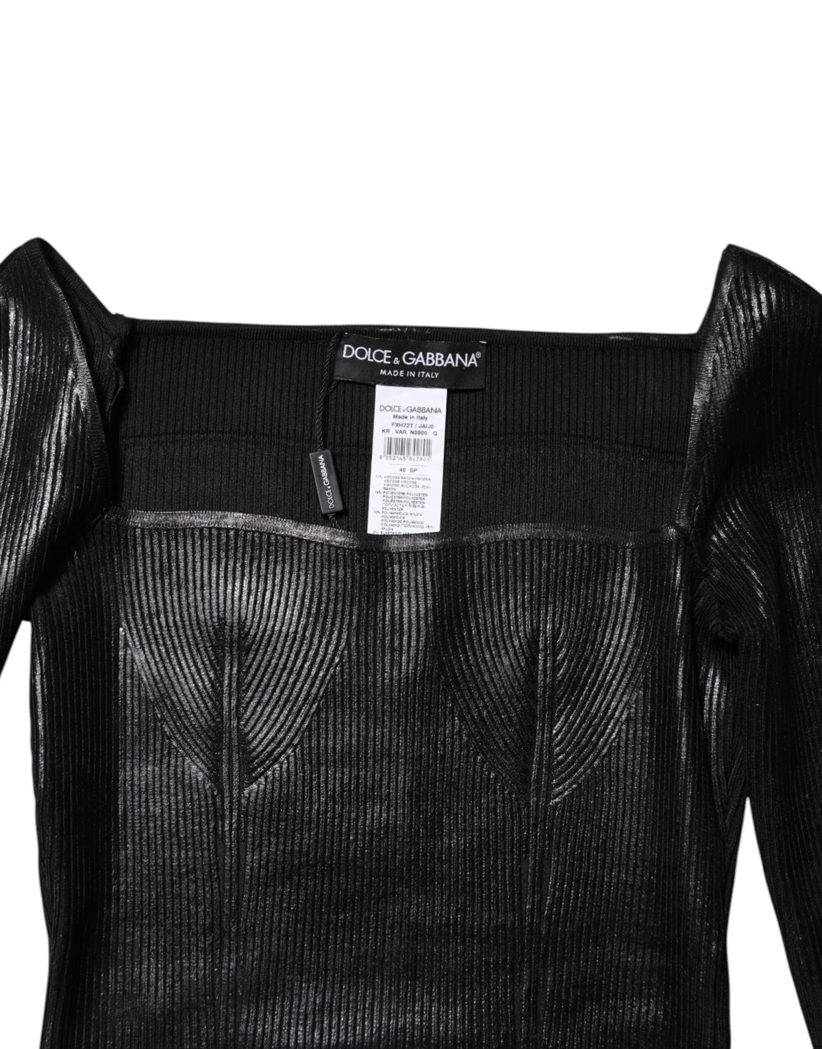 Dolce & Gabbana Black Viscose Long Sleeves Fitted Blouse Top