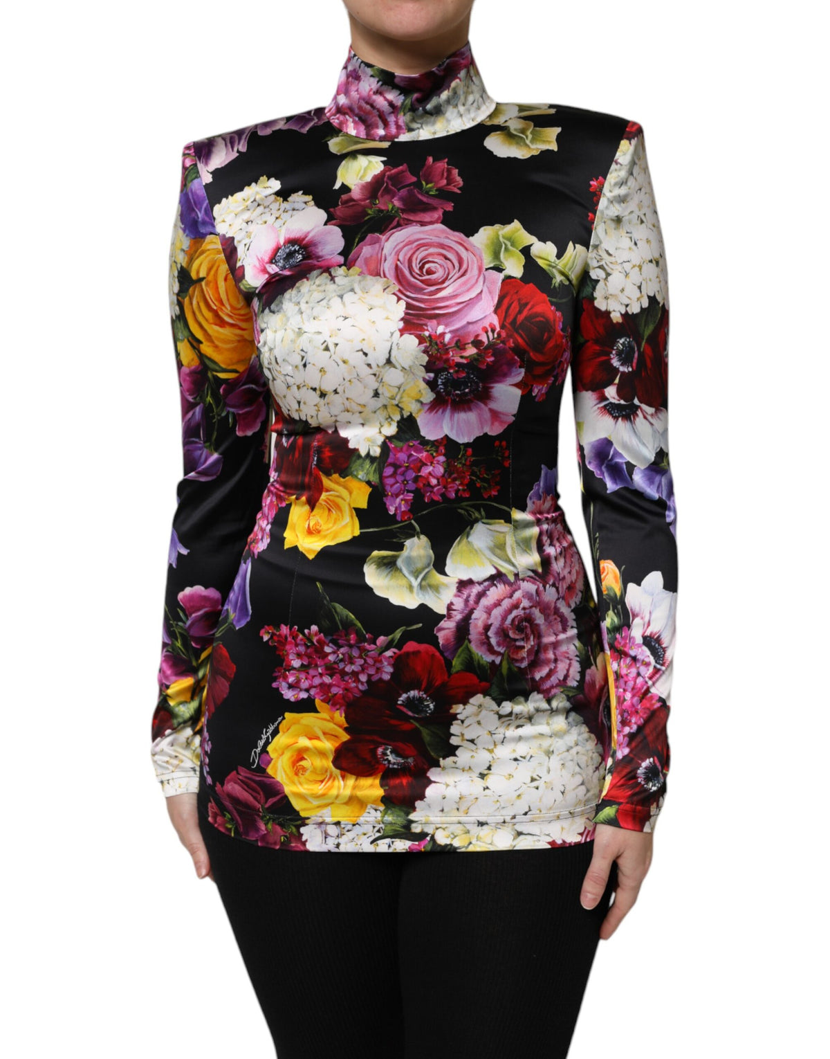 Dolce & Gabbana Multicolor Ortensies Long Sleeves Blouse Top
