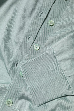 Dolce & Gabbana Light Green Silk Button Down Cardigan Sweater