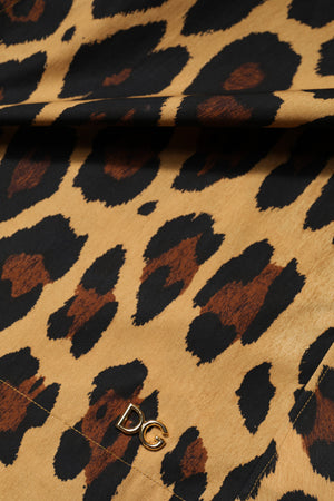 Dolce & Gabbana Brown Leopard Short Sleeve Collared Polo Top