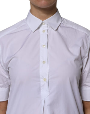 Dolce & Gabbana White Cotton Short Sleeves Collared Polo Top