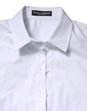 Dolce & Gabbana White Cotton Short Sleeves Collared Polo Top