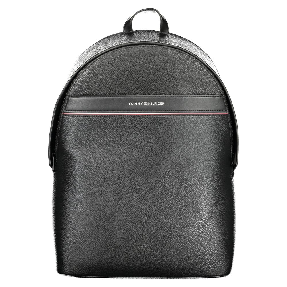 Tommy Hilfiger Black Polyester Men Backpack
