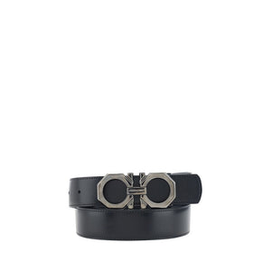 Ferragamo Black Calf Leather Bos Taurus Regular Belt