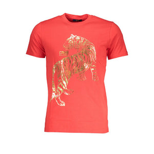 Cavalli Class Rosso Cotton Men T-Shirt