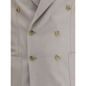 Gi Capri Beige Fleece Wool Two-Piece Suit