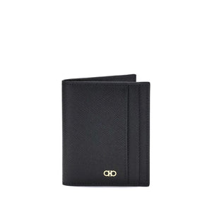 Ferragamo Black Calf Leather Bos Taurus Wallet