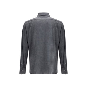 Brunello Cucinelli Gray Silk Shirt