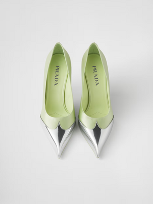 Prada Satin And Metallic Leather Pumps