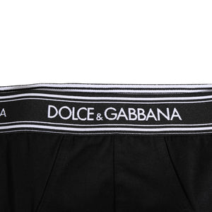 Dolce & Gabbana Black Cotton Stretch Logo Print Brief Underwear