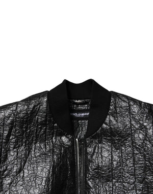 Dolce & Gabbana Black Logo Plaque Bomber Full Zipper Jacket