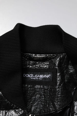 Dolce & Gabbana Black Logo Plaque Bomber Full Zipper Jacket