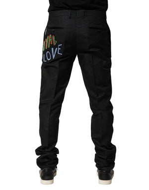 Dolce & Gabbana Black Graphic Embroidery Men Pants