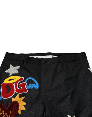 Dolce & Gabbana Black Graphic Embroidery Men Pants
