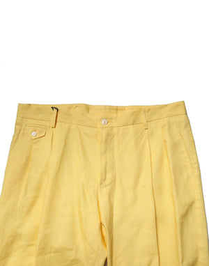 Dolce & Gabbana Yellow Flax Tapered Dress Men Pants