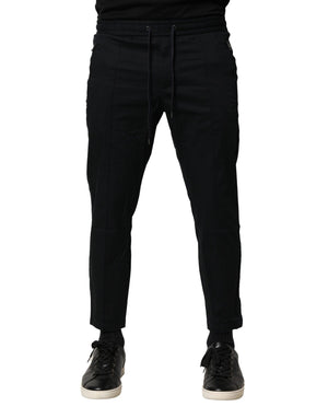 Dolce & Gabbana Black Cotton Mid Waist Jogger Pants