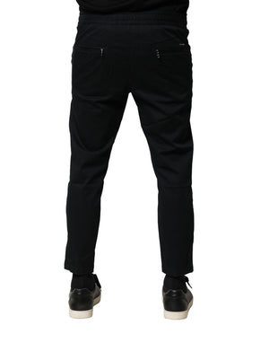 Dolce & Gabbana Black Cotton Mid Waist Jogger Pants