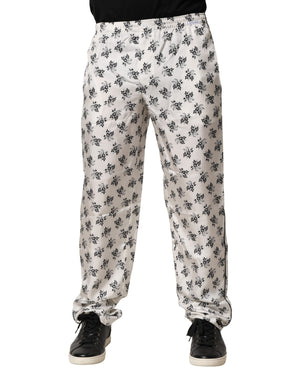 Dolce & Gabbana White Floral Silk Casual Lounge Pants