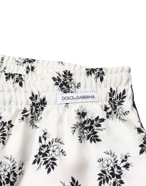 Dolce & Gabbana White Floral Silk Casual Lounge Pants