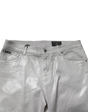 Dolce & Gabbana Silver Cotton Stretch Slim Denim Jeans
