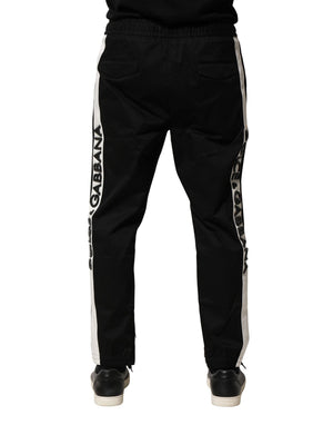 Dolce & Gabbana Black Cotton Mid Waist Jogger Pants