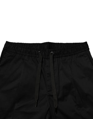 Dolce & Gabbana Black Cotton Mid Waist Jogger Pants