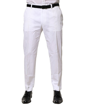 Dolce & Gabbana White Cotton Dress Slim Formal Pants