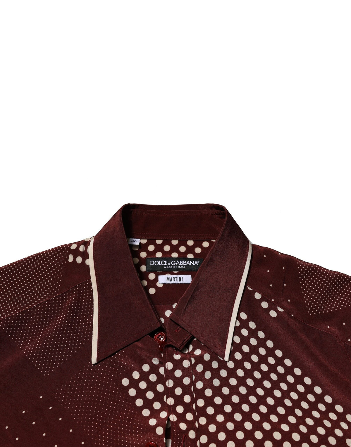 Dolce & Gabbana Maroon Dotted Silk Long Sleeve Casual Shirt