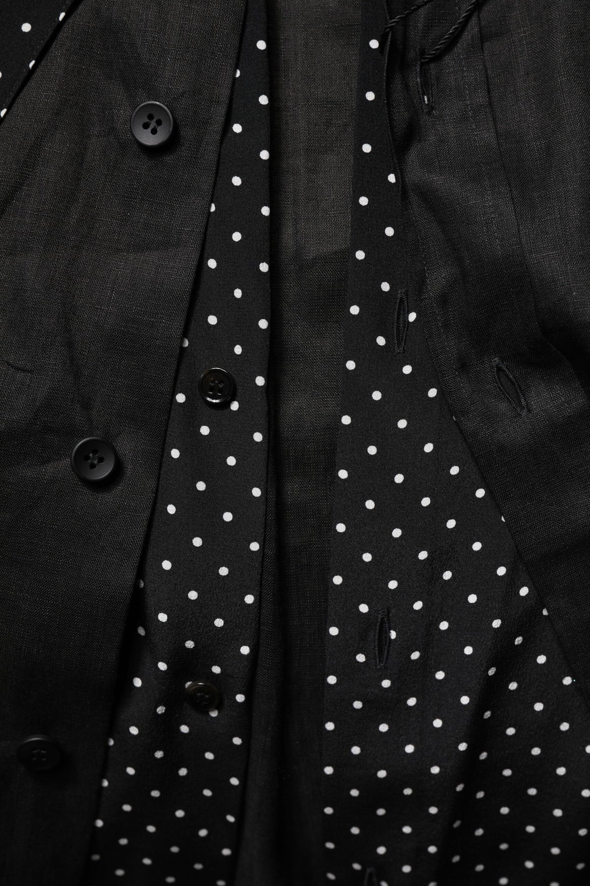 Dolce & Gabbana Black Polka Dot Linen Silk Men Casual Shirt