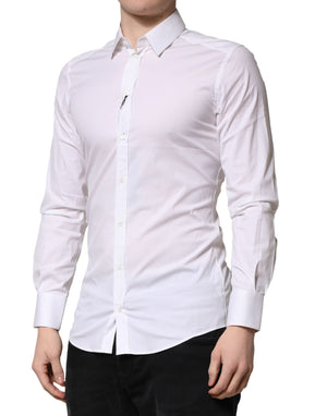 Dolce & Gabbana White GOLD Cotton Men Dress Formal Shirt