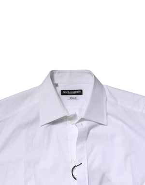 Dolce & Gabbana White Cotton GOLD Long Sleeves Formal Shirt